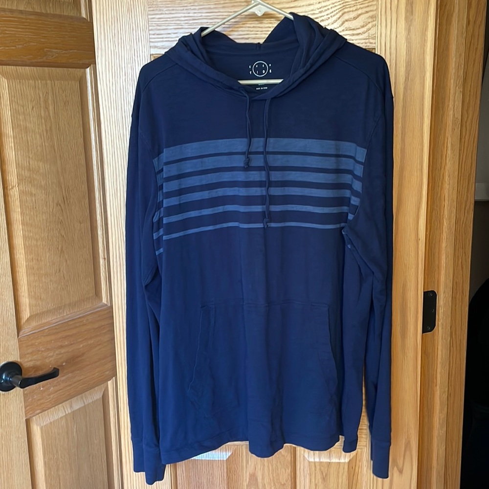 Even Tide Navy Drawstring Cotton Hoodie